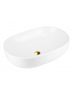 Umywalka nablatowa OLVENA UC5566GL 600x400x150mm Owalna Złoty korek