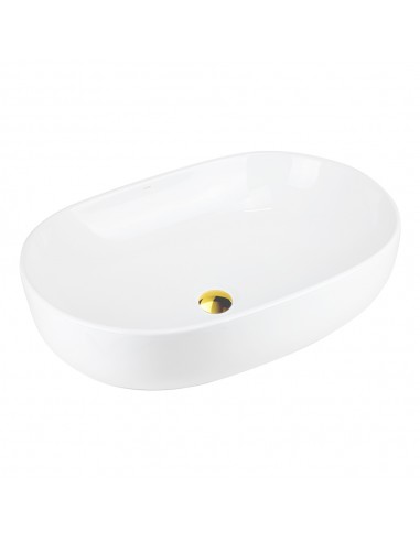 Umywalka nablatowa OLVENA UC5566GL 600x400x150mm Owalna Złoty korek
