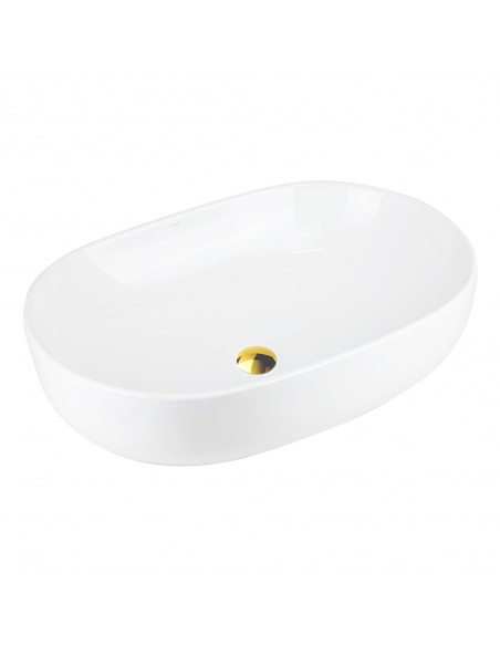 Umywalka nablatowa OLVENA UC5566GL 600x400x150mm Owalna Złoty korek