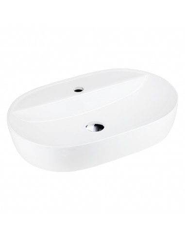 Umywalka nablatowa OLVENA UC5658CH 600x400x120mm Otwór na baterię Chromowany korek