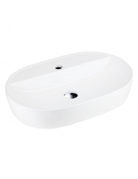 Umywalka nablatowa OLVENA UC5658CH 600x400x120mm Otwór na baterię Chromowany korek