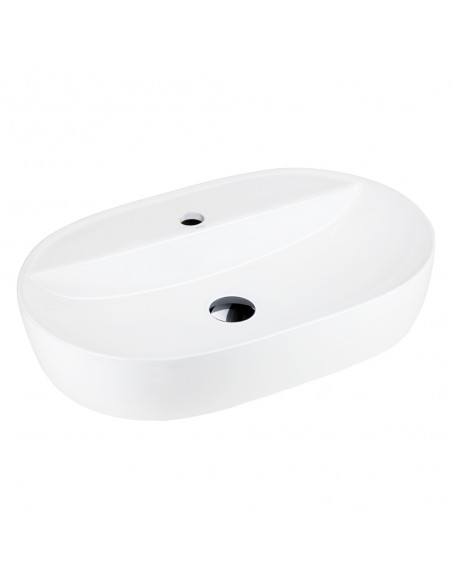 Umywalka nablatowa OLVENA UC5658BL 600x400x120mm Otwór na baterię Czarny korek