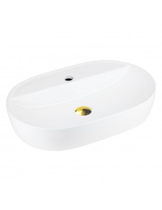 Umywalka nablatowa OLVENA UC5658GL 600x400x120mm Otwór na baterię Złoty korek