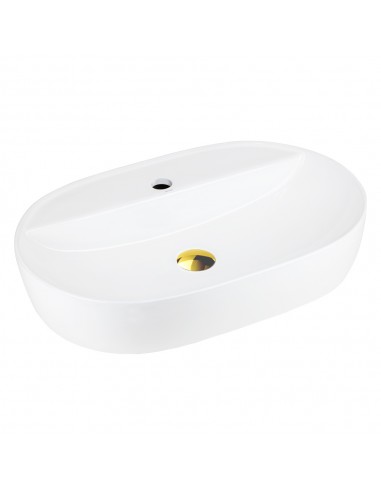 Umywalka nablatowa OLVENA UC5658GL 600x400x120mm Otwór na baterię Złoty korek