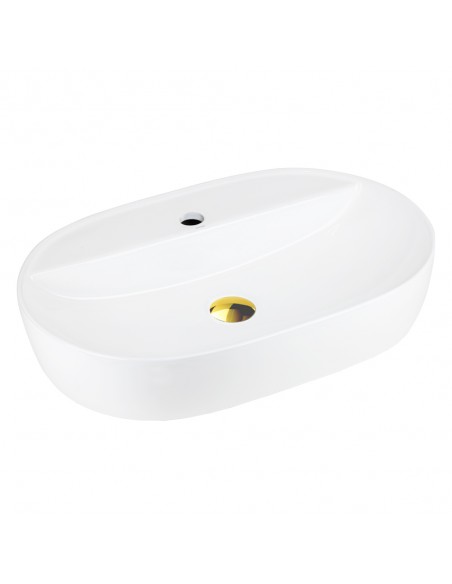 Umywalka nablatowa OLVENA UC5658GL 600x400x120mm Otwór na baterię Złoty korek