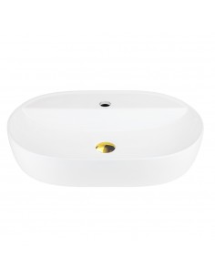Umywalka nablatowa OLVENA UC5658GL 600x400x120mm Otwór na baterię Złoty korek 2