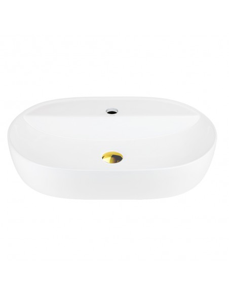 Umywalka nablatowa OLVENA UC5658GL 600x400x120mm Otwór na baterię Złoty korek