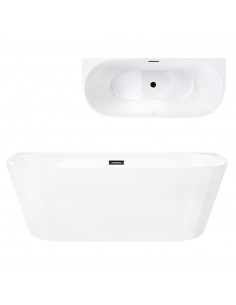 Wanna przyścienna wolnostojąca Corsan MONO 160 x 75 cm Korek klik-klak Czarny