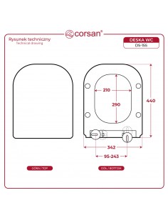 Uniwersalna deska sedesowa wolnoopadająca toaletowa Corsan DS-15S 2