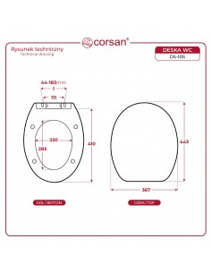 Uniwersalna deska sedesowa wolnoopadająca toaletowa Corsan DS-10S 2