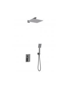 Zestaw prysznicowy ANGO Z01MGM gunmetal z deszczownicą 25 cm, baterią podtynkową i prysznicem