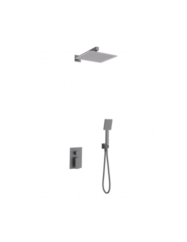 Zestaw prysznicowy ANGO Z01MGM gunmetal z deszczownicą 25 cm, baterią podtynkową i prysznicem