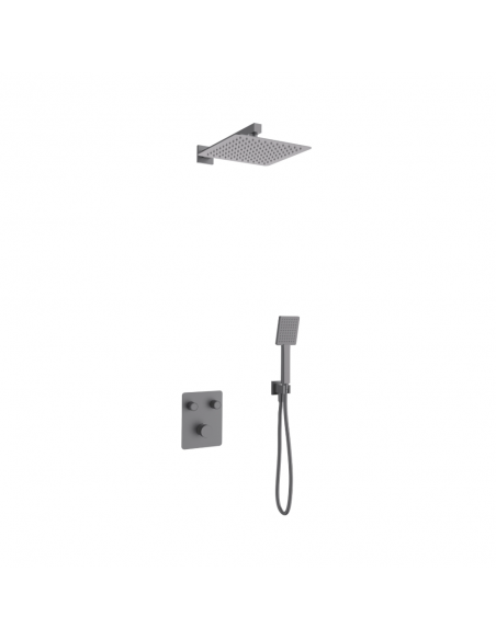 Zestaw prysznicowy podtynkowy ANGO Z02TGM Deszczownica 25cm Termostat Słuchawka prysznicowa Gunmetal