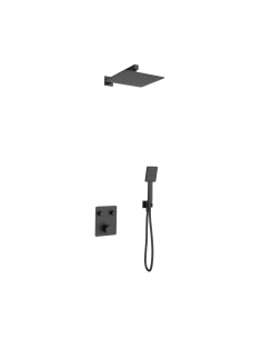 Zestaw prysznicowy podtynkowy ANGO Z02TBL Deszczownica 25cm Termostat Słuchawka prysznicowa Czarny