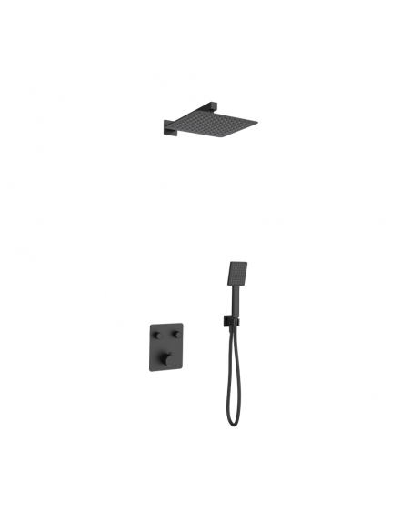 Zestaw prysznicowy podtynkowy ANGO Z02TBL Deszczownica 25cm Termostat Słuchawka prysznicowa Czarny