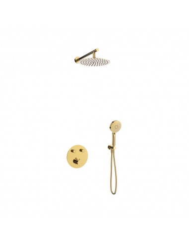 Zestaw prysznicowy podtynkowy LUGO Z04TGL Deszczownica 25cm Termostat Słuchawka prysznicowa Złoty