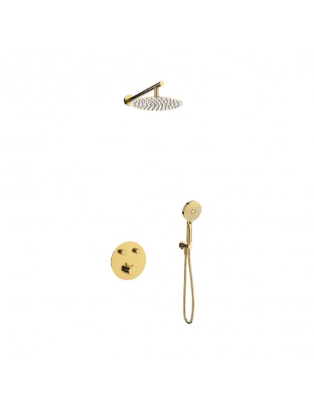 Zestaw prysznicowy podtynkowy LUGO Z04TGL Deszczownica 25cm Termostat Słuchawka prysznicowa Złoty