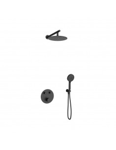 Zestaw prysznicowy podtynkowy LUGO Z04TBL Deszczownica 25cm Termostat Słuchawka prysznicowa Czarny