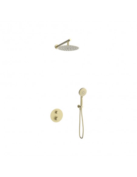 Zestaw prysznicowy podtynkowy LUGO Z03TBGL Deszczownica 25cm Termostat Słuchawka prysznicowa Złoto szczotkowane