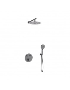 Zestaw prysznicowy podtynkowy LUGO Z04TGM Deszczownica 25cm Termostat Słuchawka prysznicowa Gunmetal