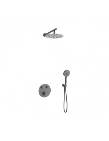 Zestaw prysznicowy podtynkowy LUGO Z04TGM Deszczownica 25cm Termostat Słuchawka prysznicowa Gunmetal