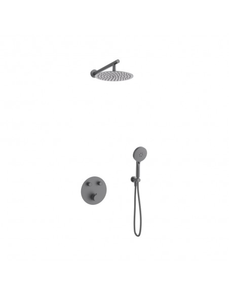 Zestaw prysznicowy podtynkowy LUGO Z04TGM Deszczownica 25cm Termostat Słuchawka prysznicowa Gunmetal