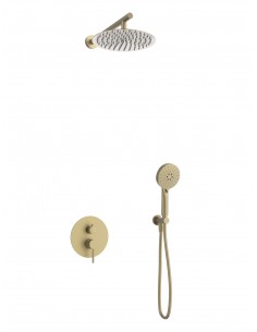 Zestaw prysznicowy podtynkowy LUGO Z03MBGL Deszczownica 25cm Mieszacz Słuchawka prysznicowa Złoto szczotkowane