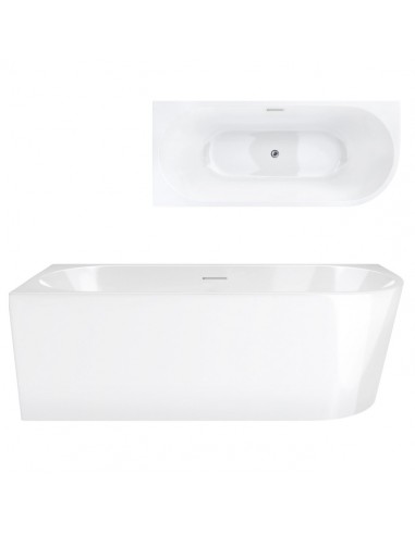 Wanna narożna INTERO V230LLCH 160 cm Montaż lewostronny Przelew szczelinowy Korek klik klak Chrom