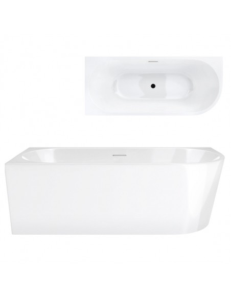 Wanna narożna INTERO V230LLBL 160 cm Montaż lewostronny Przelew szczelinowy Korek klik klak Czarny