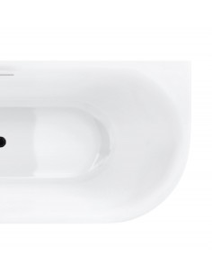 Wanna Narożna INTERO V230LLBL 160 Cm Montaż Lewostronny Przelew Szczelinowy Korek Klik Klak Czarny 2