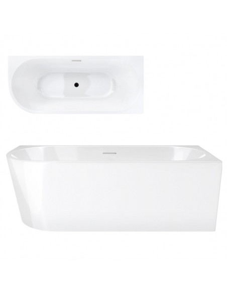 Wanna narożna INTERO V230MPBL 150 cm Montaż prawostronny Przelew szczelinowy Korek klik klak Czarny