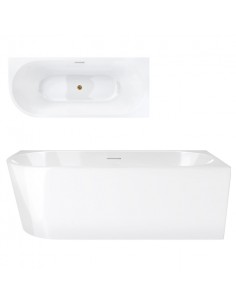 Wanna narożna INTERO V230MPGL150 cm Montaż prawostronny Przelew szczelinowy Korek klik klak Złoty