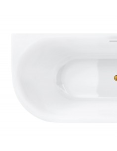 Wanna narożna INTERO V230SPGL 140 cm Montaż prawostronny Przelew szczelinowy Korek klik klak Złoty 2