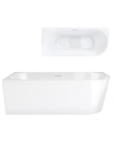 Wanna narożna INTERO V230LLWH 160 cm Montaż lewostronny Przelew szczelinowy Korek klik klak Biały