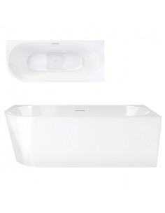 Wanna narożna INTERO V230LPWH 160 cm Montaż prawostronny Przelew szczelinowy Korek klik klak Biały