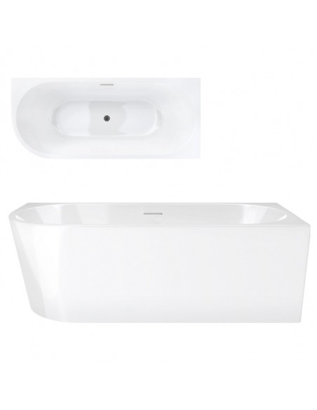 Wanna narożna INTERO V230LPGM 160 cm Montaż prawostronny Przelew szczelinowy Korek klik klak Gunmetal