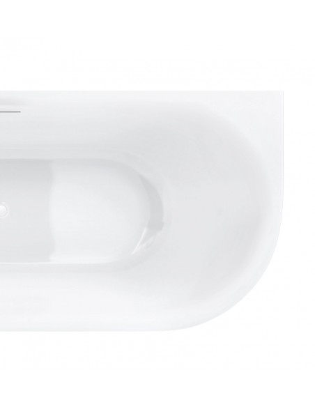 Wanna narożna INTERO V230MLWH 150 cm Montaż lewostronny Przelew szczelinowy Korek klik klak Biały