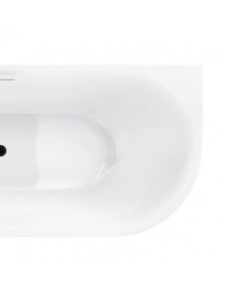 Wanna narożna INTERO V230MLBL 150 cm Montaż lewostronny Przelew szczelinowy Korek klik klak Czarny