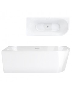 Wanna Narożna INTERO V230MLCH 150 Cm Montaż Lewostronny Przelew Szczelinowy Korek Klik Klak Chrom