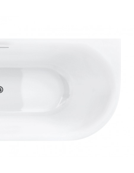 Wanna narożna INTERO V230MLCH 150 cm Montaż lewostronny Przelew szczelinowy Korek klik klak Chrom