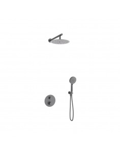 Zestaw prysznicowy podtynkowy LUGO Z03TGM Deszczownica 25cm Termostat Słuchawka prysznicowa Gunmetal