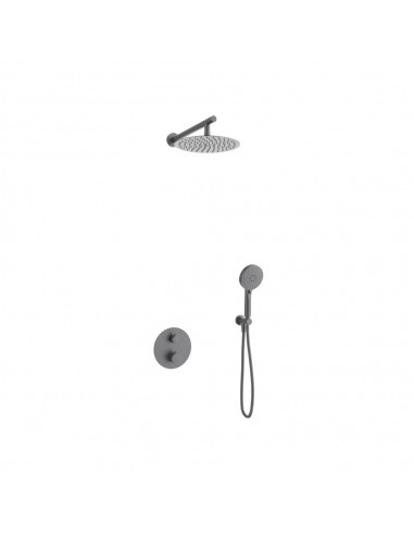 Zestaw prysznicowy podtynkowy LUGO Z03TGM Deszczownica 25cm Termostat Słuchawka prysznicowa Gunmetal