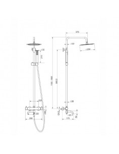 Kolumna prysznicowa LUGO CMN01MBSLW Deszczownica 25cm Wylewka obrotowa Stal szczotkowana 2