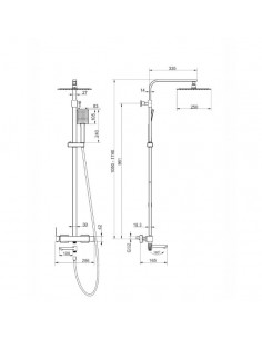 Kolumna prysznicowa ANGO CMN02MBSLW Deszczownica 25cm Wylewka obrotowa Stal szczotkowana 2