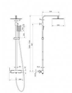 Kolumna prysznicowa ANGO CMN02MBSL Deszczownica 25cm Stal szczotkowana 2
