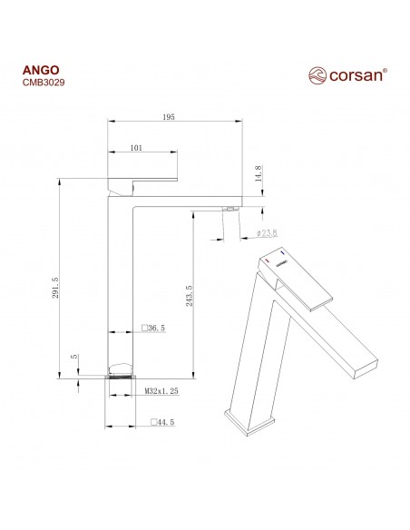Bateria umywalkowa ANGO CMB3029GM Gunmetal