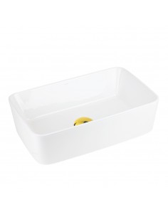Umywalka nablatowa Ango prostokątna 480x295x135 mm z korkiem złotym