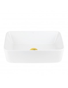 Umywalka nablatowa Ango prostokątna 480x295x135 mm z korkiem złotym 2