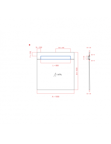 Showerlay Wiper 1 way 1000 x 1000 mm...