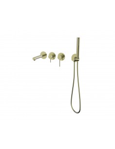 Bateria wannowa ścienna LUGO CMB7554BGL z zestawem natryskowym Złoto szczotkowane